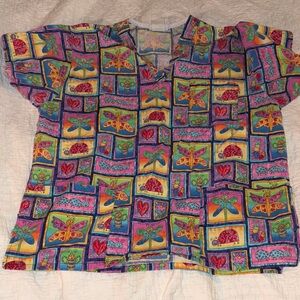 Peaches Uniforms Pastel Butterfly Scrub Top